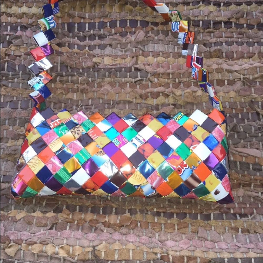 Y2k Girl’s Mexican Candy Wrappers Upcycled Women’s Handbag Handmade Recycled - Picture 12 of 12